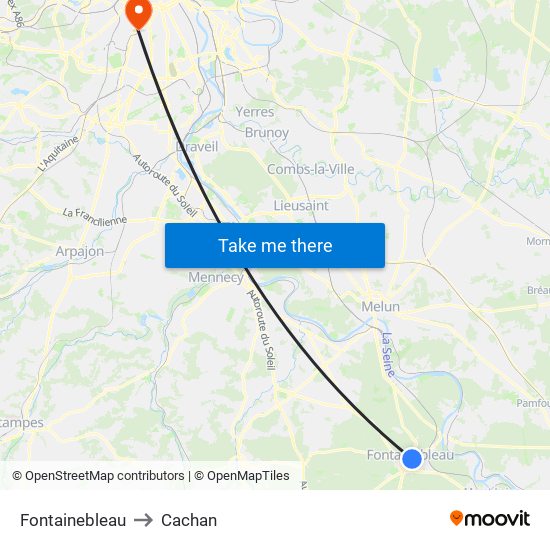 Fontainebleau to Cachan map