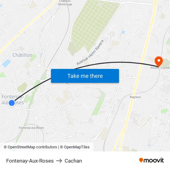 Fontenay-Aux-Roses to Cachan map