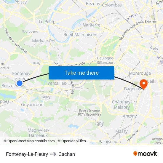 Fontenay-Le-Fleury to Cachan map