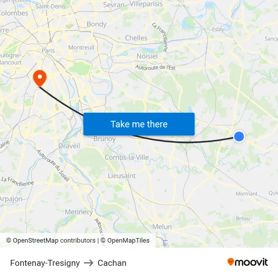 Fontenay-Tresigny to Cachan map