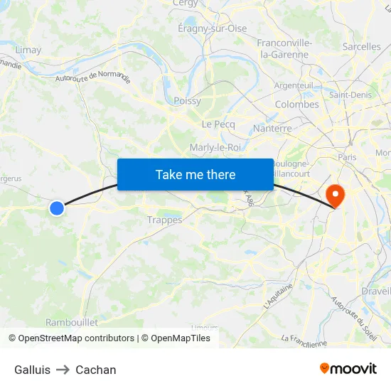 Galluis to Cachan map