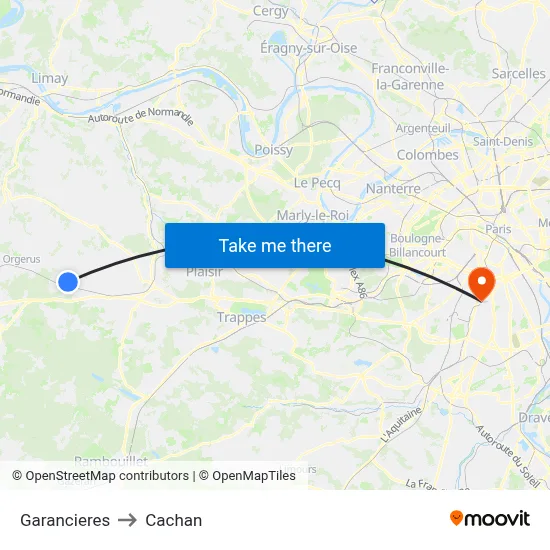 Garancieres to Cachan map