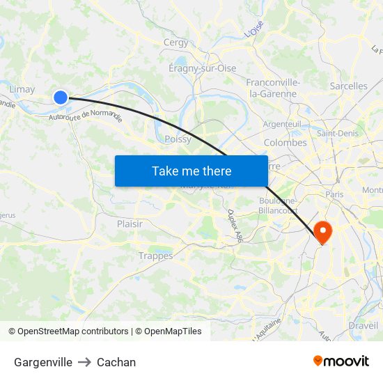 Gargenville to Cachan map