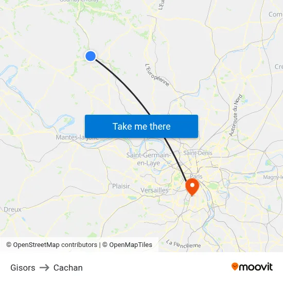 Gisors to Cachan map