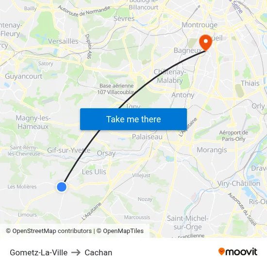 Gometz-La-Ville to Cachan map