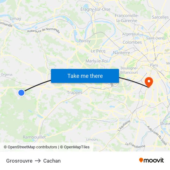 Grosrouvre to Cachan map