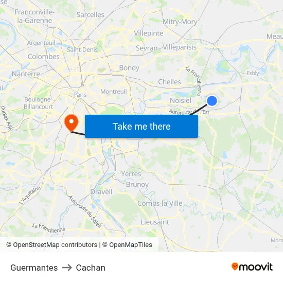 Guermantes to Cachan map