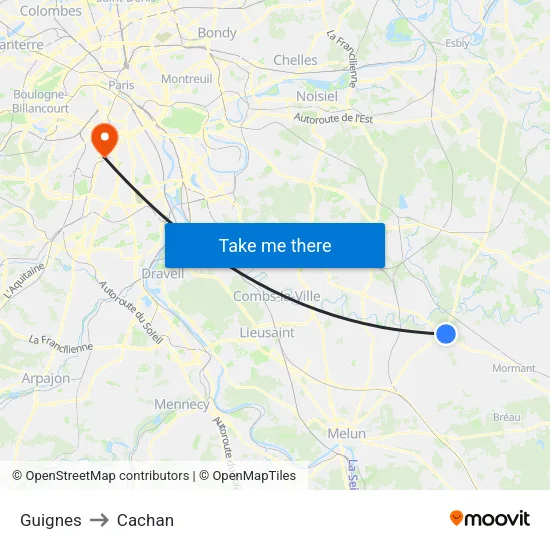 Guignes to Cachan map