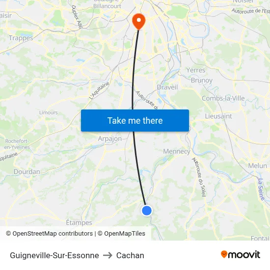 Guigneville-Sur-Essonne to Cachan map
