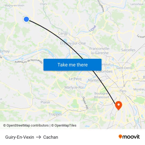 Guiry-En-Vexin to Cachan map