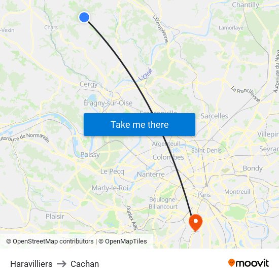 Haravilliers to Cachan map