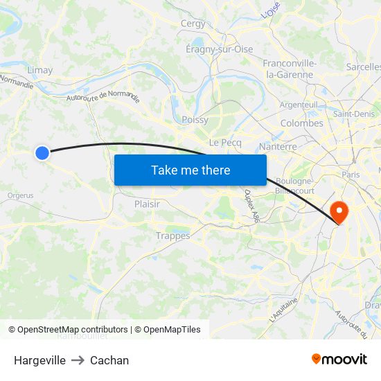 Hargeville to Cachan map