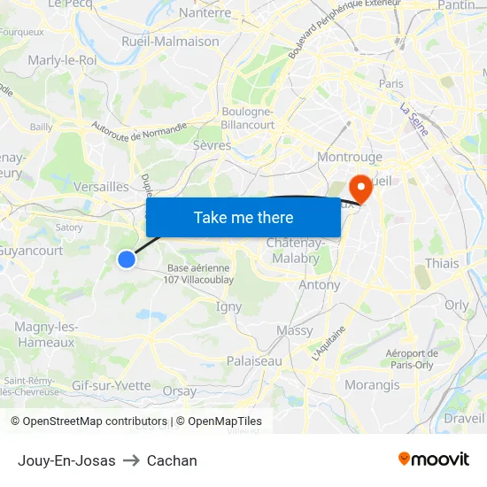 Jouy-En-Josas to Cachan map