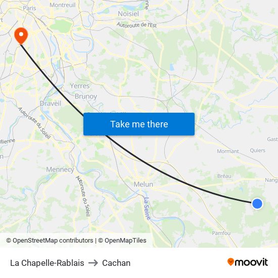 La Chapelle-Rablais to Cachan map