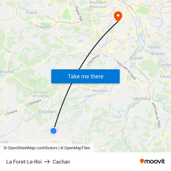 La Foret-Le-Roi to Cachan map