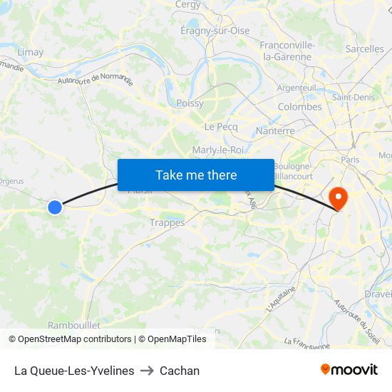 La Queue-Les-Yvelines to Cachan map