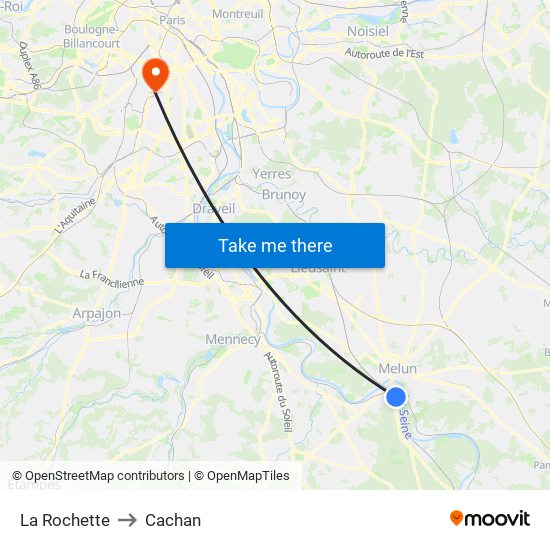 La Rochette to Cachan map