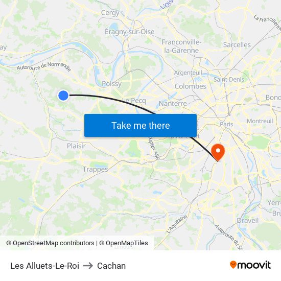Les Alluets-Le-Roi to Cachan map