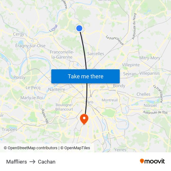 Maffliers to Cachan map