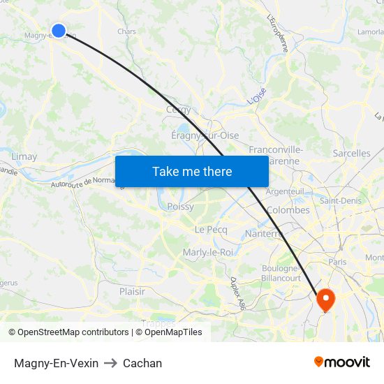 Magny-En-Vexin to Cachan map