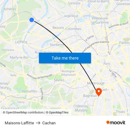 Maisons-Laffitte to Cachan map