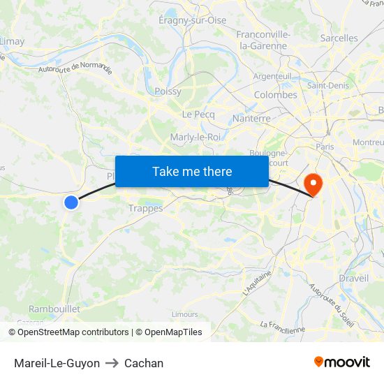 Mareil-Le-Guyon to Cachan map