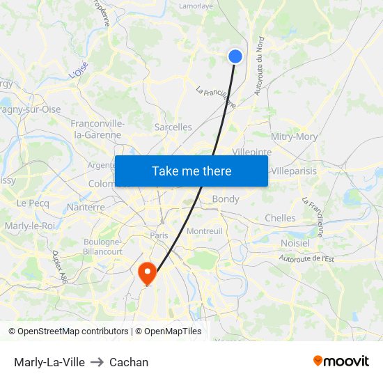 Marly-La-Ville to Cachan map