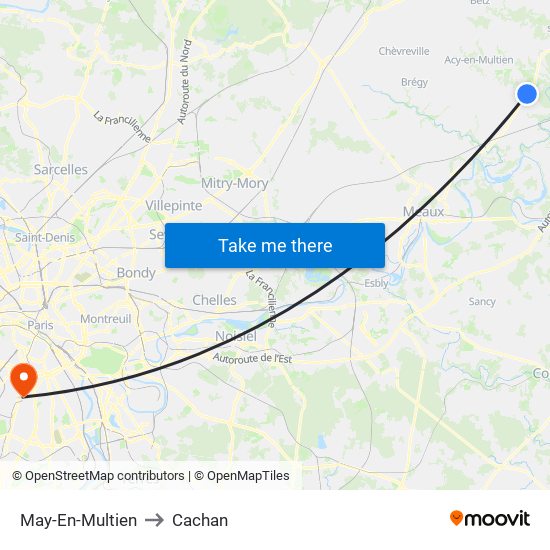 May-En-Multien to Cachan map