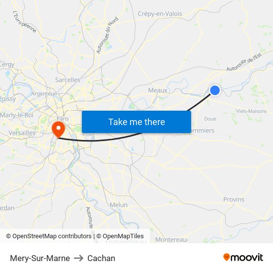 Mery-Sur-Marne to Cachan map