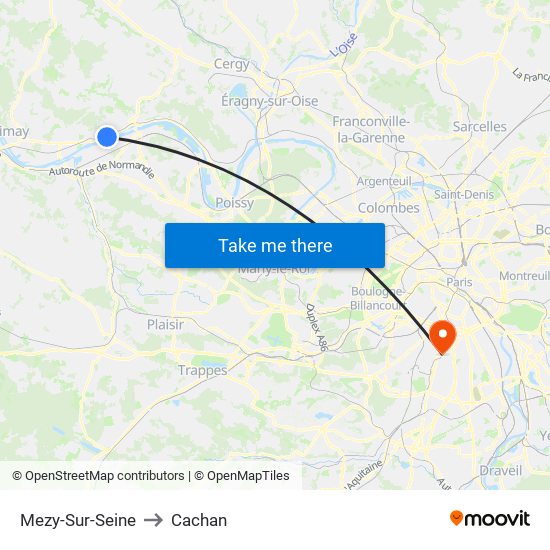 Mezy-Sur-Seine to Cachan map