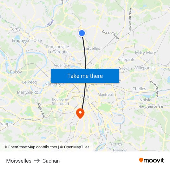 Moisselles to Cachan map