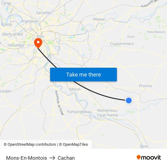 Mons-En-Montois to Cachan map