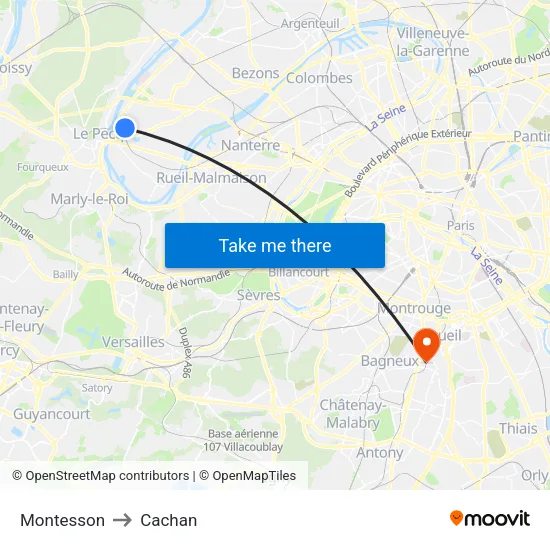 Montesson to Cachan map