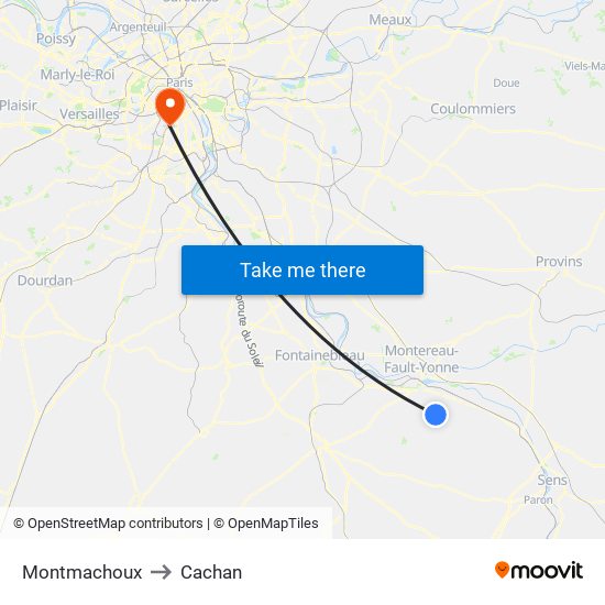 Montmachoux to Cachan map