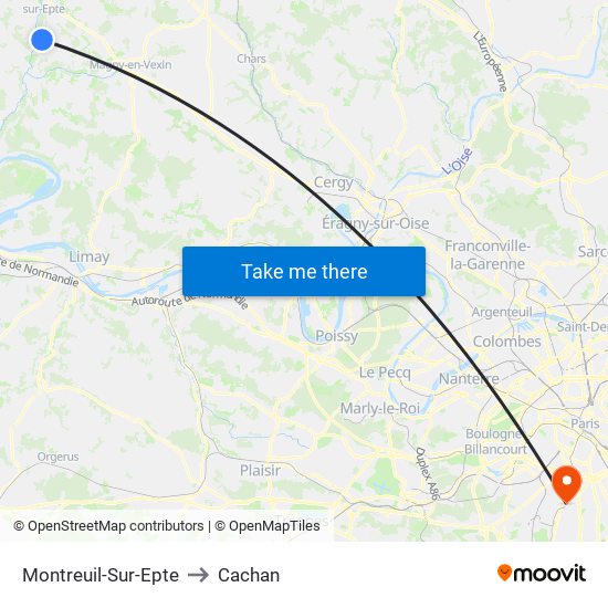 Montreuil-Sur-Epte to Cachan map