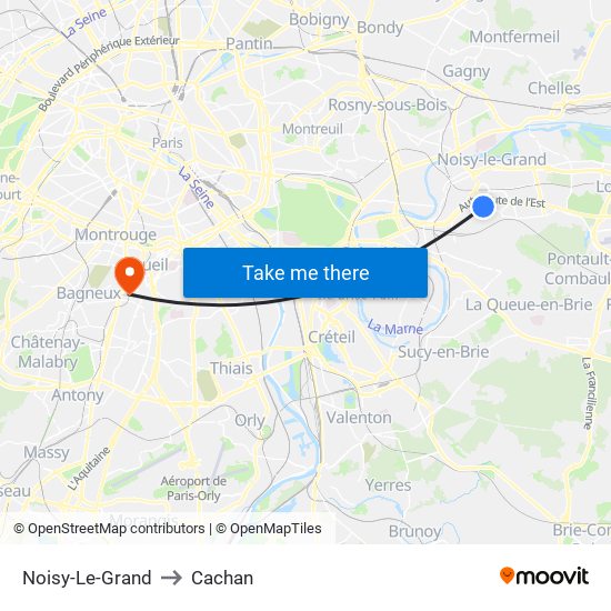 Noisy-Le-Grand to Cachan map