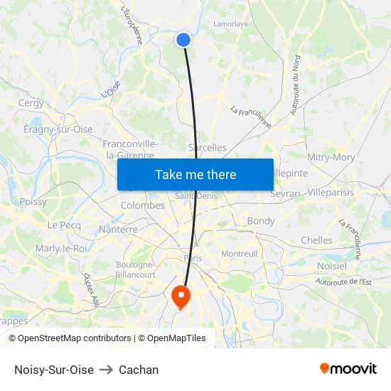 Noisy-Sur-Oise to Cachan map