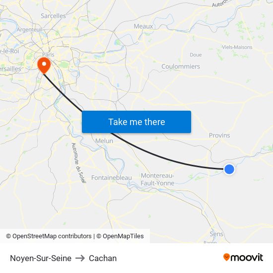 Noyen-Sur-Seine to Cachan map
