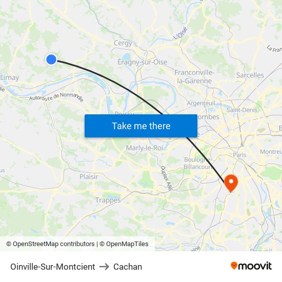 Oinville-Sur-Montcient to Cachan map