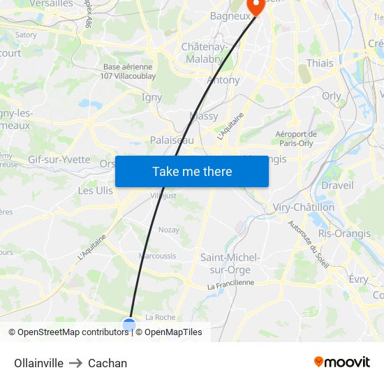 Ollainville to Cachan map