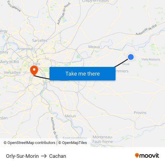 Orly-Sur-Morin to Cachan map