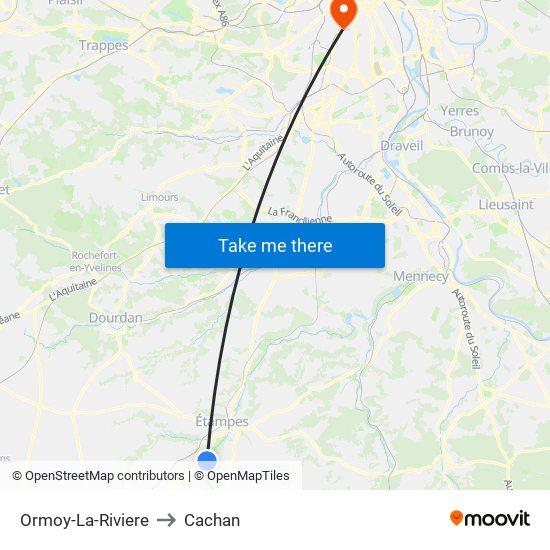 Ormoy-La-Riviere to Cachan map