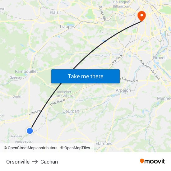 Orsonville to Cachan map