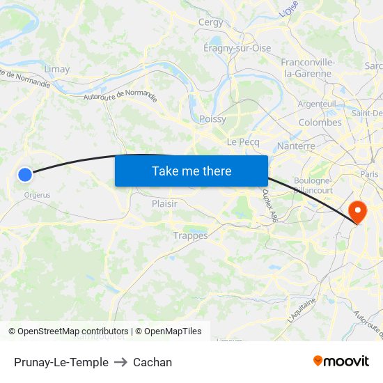 Prunay-Le-Temple to Cachan map