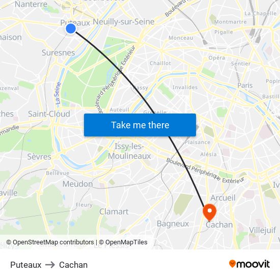 Puteaux to Cachan map