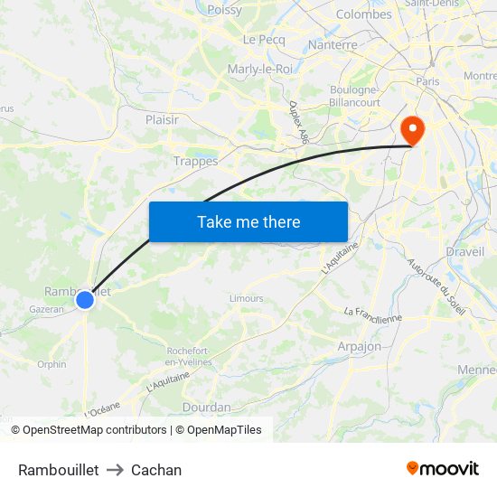 Rambouillet to Cachan map