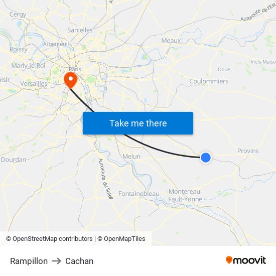 Rampillon to Cachan map