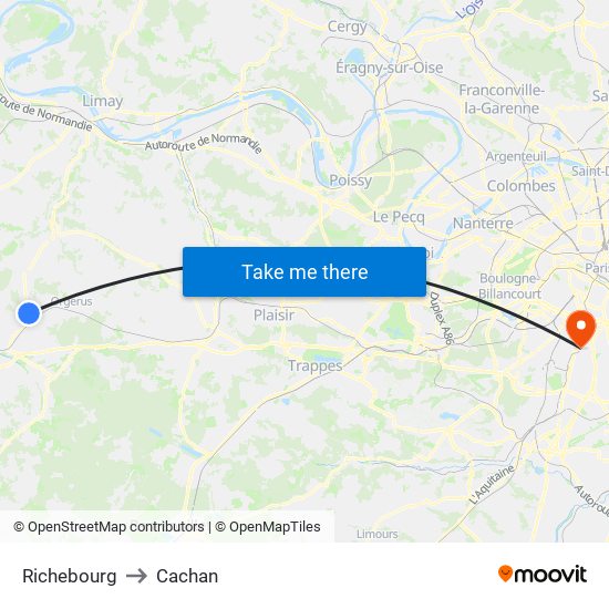 Richebourg to Cachan map