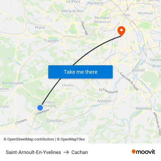 Saint-Arnoult-En-Yvelines to Cachan map