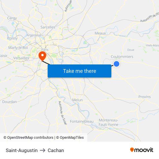 Saint-Augustin to Cachan map